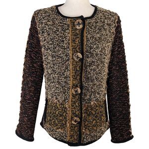 Curio Anthropologie Women's LG Cardigan Boucle Art Sweater